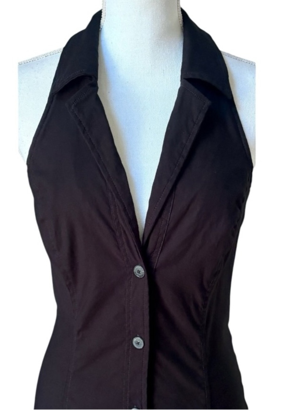 Maeve Anthropologie Black Amelia Collared Halter T Back Blazer Mini Dress L NWOT - Picture 7 of 12